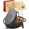 KRUSTENZAUBER Casseruola in ghisa da 35 cm con coperchio, adatta al forno [con forchetta per carne] - Pentola in ghisa XXL - ideale per stufare Kazan, cottura a induzione, padella in ghisa adatta al