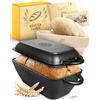 KRUSTENZAUBER Casseruola in ghisa con coperchio, adatta al forno [incl. cestino per la lievitazione] - 28 cm di lunghezza - ideale come stampo da forno, cottura a induzione, pentola per pane