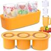 ROMANVIC Stampo per Ghiaccio per Tumbler Cup, Stampi Ghiaccio per Tumbler in Silicone con Coperchio per Bicchieri da 20-40 OZ 3 Stampi a Cilindro Cavo per Cocktail, Whisky, Caffè - Giallo