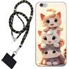 WUACYEAMING Cover per iPhone 6 / 6S,Cover Case in Silicone Trasparente Ultra Sottile e Leggera TPU Gatto carino+1* Cordino Cellulare Universale