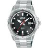 Lorus Orologio analogico al quarzo da uomo con bracciale in acciaio inossidabile, Argento/Nero - RX367AX9
