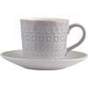 H&H Lilian Set 6 Tazze tè con Piatto, Stoneware, 200 ml
