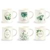 H&H Botanic Set 6 Tazze Caffe', New Bone China, Decoro Assortito, cc90