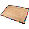 DRW Tappeto di iuta naturale con bordi rotondi multicolore 300x200x1 cm