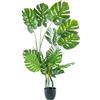 DRW Pianta artificiale monstera in PU in verde 20x20x150 cm