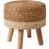 YMYNY Poggiapiedi in legno, Pouf Rotondo di Alghe Naturali con Sedile Intrecciato a Mano, Sgabello Morbido poggiapiedi imbottito, per soggiorno, Camera da Letto, 32×32×32CM Beige HBD027W