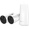 EZVIZ HB3 Telecamere Senza Fili da Esterno 2K, Telecamera Wi-Fi Esterno a Batteria, Batteria Durata di 120 Giorni, Visione Notturna a Colori, Audio Bidirezionale, Kit da 2 Telecamere con 1 Base, Alexa