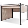 Blumfeldt Pantheon Cortina Gazebo Esterno Resistente 3x3 m, Gazebo da Giardino Impermeabile e Robusto per Esterni, Tetto Retraibile, Telaio in Alluminio, Telo Per Protezione UV in Poliestere, Sabbia