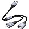 ANDAPA Cavo Sdoppiatore USB, convertitore di cavo di prolunga USB con 1 ingresso e 2 uscite per PC, Mac, auto, Xbox One Series X/S, PS4, PS5, laptop.