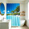 YISURE - Tenda da doccia, fantasia: mare, spiaggia, oceano e palme, di tessuto resistente alla muffa, lavabile in lavatrice, con 12 occhielli in metallo, 200 x 220 cm (L x A)