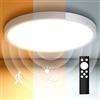 Letlit Lampada con Sensore di Movimento, 28W 2800LM Plafoniera Dimmerabile con Telecomando, Luce led con Sensore Crepuscolare, IP54 Lampada da Soffitto Luci per Corridoio Scala Balcone Bagno, 30cm
