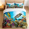 EHAOKK Set di biancheria da letto con animali marini 3D, delfino, pesce tropicale, corallo, copripiumino vita marina, copripiumino mondo subacqueo blu per bambini(B, 220 x 240 cm)