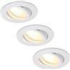 HCFEI 3x Faretti LED da Incasso Bianco per cartongesso, Orientabile con Porti Luce Bianco Caldo 3W Pari a 35W 3000K Dimmerabile Angolo a Fascio 120 Gradi AC 230V