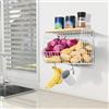 Mefirt Portafrutta da Tavolo, Bianco Porta Frutta può come Contenitore da Cucina Fruttiera, Scaffale per Verdure da Parete e Cestini Portaoggetti Impilabili per Verdure, Frutta, Snack
