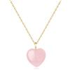 COAI Collana da Donna in Acciaio Inossidabile Placcato Oro con Ciondolo Cuore di Quarzo Rosa, Collana Quarzo Rosa Naturale da Donna