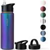 Vinsun Borraccia Termica 750ml in Acciao Inox, Borraccia con Cannuccia - 3 Coperchi - senza BPA, senza Perdite, Doppia Parete - Bottiglia Termica Sport, Scuola, Campeggio