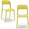 REDÒKASA Set 2 sedie in polipropilene KATE, impilabile, resistente ai raggi UV, design moderno, ideale per sala da pranzo, cucina, sala d'attesa, bar, ristoranti o da esterno (Giallo lime, 2)
