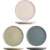 H&H Pearl Set 4 Piatti Piani, Porcellana, Assortiti, 27cm