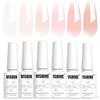 Vishine Gel Nail Polish Kit, 6 PCS Jelly Gel Polish White Pink Nude Sheer Color Gel Neutral Nail Art Design Translucent Gel Nail Kits Soak Off Uv Nail Lamp Cured Nail Manicure DIY Home 8ml