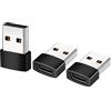 Eono Adattatore USB C Femmina a USB Maschio, 3 Pezzi Connettore Cavo Caricatore Tipo C OTG Compatibile con Airpods, iPad Mini, iPhone, MacBook, Galaxy S22, Nero