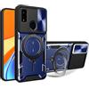 HAOYE Cover per ZTE Blade A51 con Porta Anelli Invisibile, Custodia con Copertura della Fotocamera Scorrevole, PC e Silicone TPU Case, Blu