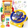 deAO Volante Giocattolo Auto Sedile Posteriore Finta Guida, Luce e Musica, Giocattolo Ruota Scintillante, Regalo Educativo Precoce per Bambini Neonati Bambini Piccoli - Blu