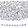 Redamancy 400 Pezzi Perline Numeri per Braccialetti, 7 x 4 mm, Perline Rotonde con Numeri 0-9, Perline in Acrilico con Numeri, per Braccialetti Fai da Te, Collane, Kit di Gioielli (Bianco)