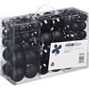 Relaxdays Palline di Natale, Set da 100, Addobbi Natalizi, Opache, Lucide, Glitterate, ∅ 3,4 e 6 cm, Decorazioni, Nero