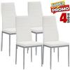 BAKAJI Set 4 Sedie Moderne sala Pranzo Salotto Cucina Seduta Imbottita Ecopelle Bianco