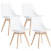 IZTOSS Set di 4 sedie - Bianco - Sedia scandinava - Gambe in legno (6 sedie in una confezione)
