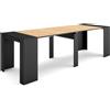 SKRAUT HOME Consolle allungabile, Tavolo consolle allungabile , 260, Per 12 persone, Tavolo da pranzo, Stile moderno, Nero e rovere - Skraut Home