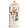 Chrrapte Organizer per pennelli da trucco, 360 pennelli girevoli, organizer, trasparente, antipolvere, con coperchio per tavolo da toeletta, bagno, camera da letto (trasparente)