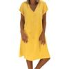 AMDOLE Abiti estivi da donna UK T-shirt in cotone casual taglie forti abiti da donna UK, Giallo, XXL