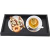 Haofy Vassoio da Tè in Legno Rettangolare Nero, Vassoio di Servizio Ristorante, Vassoio Portaoggetti Rettangolare Vassoio in Legno Massello per Snack da Caffè(22 * 12 * 2cm)