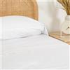 TRAMAS+ Completo Lenzuola Piazza e Mezza 140x200, 100% cotone, Biancheria da Letto, Lenzuola e 2 federa da letto, Certificata STANDARD 100 by OEKO-TEX - Bianco