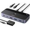 UGREEN Switch USB C 3.2 10Gbps 4 porte Switcher 2 Ingressi 4 Uscite 2 PC KVM Interruttore con Controller Desktop e 2 Cavi Tipo C Inclusi per Tastiera Mouse Stampante Hard Disk Scanner