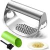 Kebley Spremiaglio a bilanciere set apribottiglie Heavy Duty in acciaio inox aglio tritacarne frantoio professionale gadget da cucina aglio tritatutto in silicone pelapatate e spazzola per la pulizia