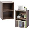 Iris Ohyama Mobile, Libreria, Scaffale Angolare da Parete in Legno, 2 Livelli, Lotto di 2, Marrone, Polivalente, Modulare, Aperto, Per Soggiorno, Ufficio, Camera, Libri, CD, Montaggio Facile, CX-2