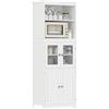HOMCOM Mobile Dispensa con 2 Ripiani Aperti e 2 Armadietti con Ante, Credenza da Cucina in MDF e Vetro Temperato, 60x30x162 cm, Bianco