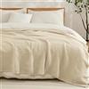 EMME, Coperta in mussola di cotone per letto matrimoniale, morbida, grande, a 6 strati, 203 x 228 cm, leggera e traspirante, per tutte le stagioni, colore cuoio chiaro