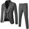 Generico Abito da Uomo 3 Pezzi Abiti Eleganti in Puro Colore Slim Fit Blazer Gilet Pantaloni