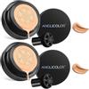 Anglicolor 2PC CC Cream,Fondotinta coprente professionale waterproof a lunga tenuta,Fondotinta compatto Opaco Oil Control,Con Spugna con testa a fungo rotonda per il trucco (#04 Buff Beige, 200g)