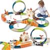TUMAMA Giocattoli da pista da corsa multicolori set di 202 pezzi di pista per auto - pista da corsa flessibile con 2 auto elettriche, escavatore giocattolo per bambini racing track toys