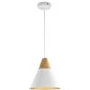 MAYTONI DECORATIVE LIGHTING Moderna Lampada pendente a sospensione da Soffitto, per interni, Design nordic, in metallo bianco e legno, paralume cono, filo lungo, altezza regolabile 1 lampadina E27 60W 220-240V non incl
