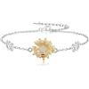 Clearine 925 Argento CZ Fiore di Sole Bracciale Regolabile Cuore Gioielli Regali per Donne
