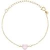 Breil, Collezione Candy, Bracciale Donna in Acciaio Lucido Effetto Specchio Colore Oro e Giada Rosa a Forma di Cuore, Chiusura Regolabile, Bracciale con Cuore da 21 Cm