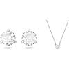 Swarovski Collana Attract Round, bianco, Placcatura rodio & Orecchini Solitaire, bianco, Placcatura rodio