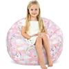 decalsweet Grande Poltrona a Sacco per Bambini con Cerniera, Pieghevole Sedia Sacchetto Sacco di Fagioli per Animali di Peluche per Ragazzi Ragazze Indoor Outdoor (No Filling), Bolla di Unicorno