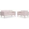 vidaXL 2X Divani Imbottiti Eleganti Relax con Cuscini Schienale e Seduta Robusti Telaio in Legno Sofa Sofà Arredo Casa in Tessuto Crema