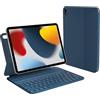HOU Custodia per tastiera per iPad di 10 generazione (10,9 pollici 2022), angolo regolabile, Smart Keyboard Folio e ricarica magnetica, per tastiera iPad 10 generazione, layout QWERTZ, blu